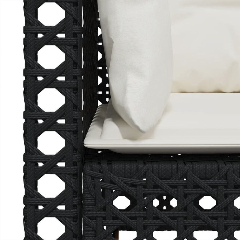 Garden Sofas Corner with Cushions 2 pcs Black Poly Rattan Payday Deals