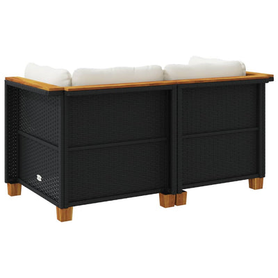 Garden Sofas Corner with Cushions 2 pcs Black Poly Rattan Payday Deals