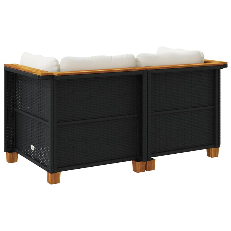Garden Sofas Corner with Cushions 2 pcs Black Poly Rattan Payday Deals