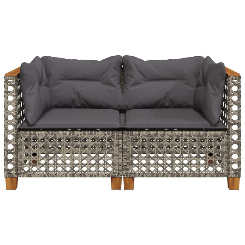 Garden Sofas Corner with Cushions 2 pcs Grey Poly Rattan Payday Deals