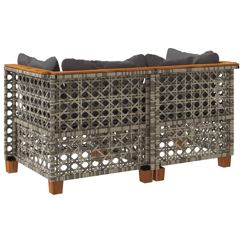 Garden Sofas Corner with Cushions 2 pcs Grey Poly Rattan Payday Deals