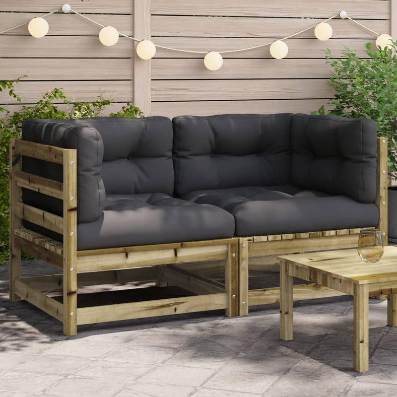 Garden Sofas Corner with Cushions 2 pcs Impregnated Wood Pine Payday Deals
