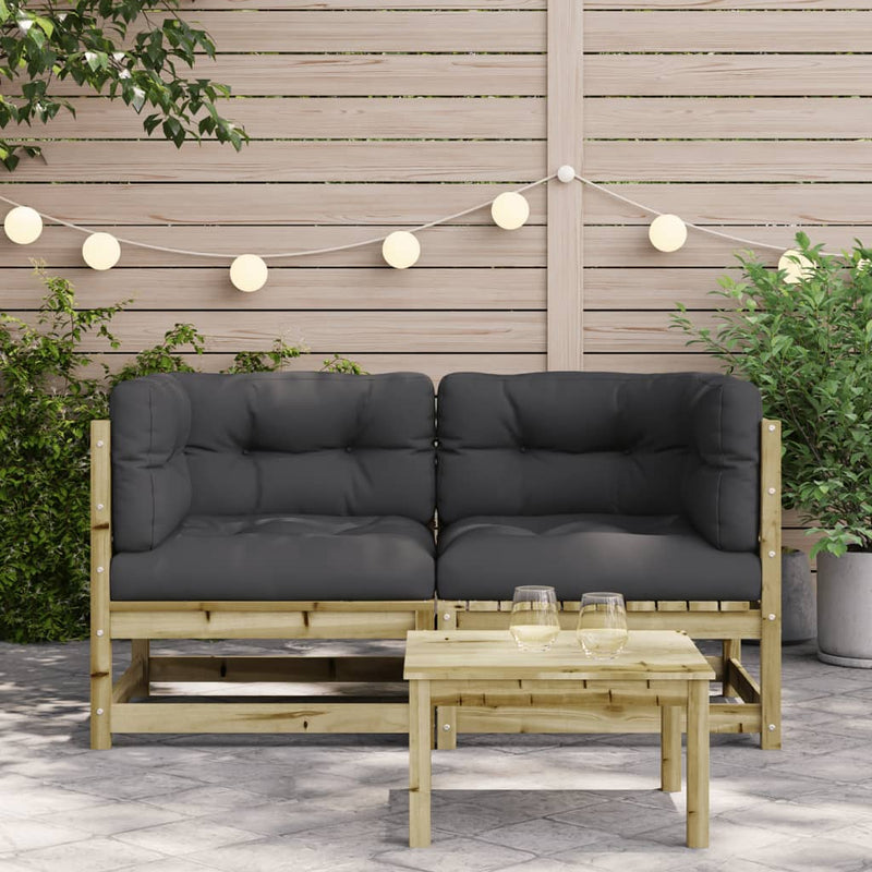 Garden Sofas Corner with Cushions 2 pcs Impregnated Wood Pine Payday Deals