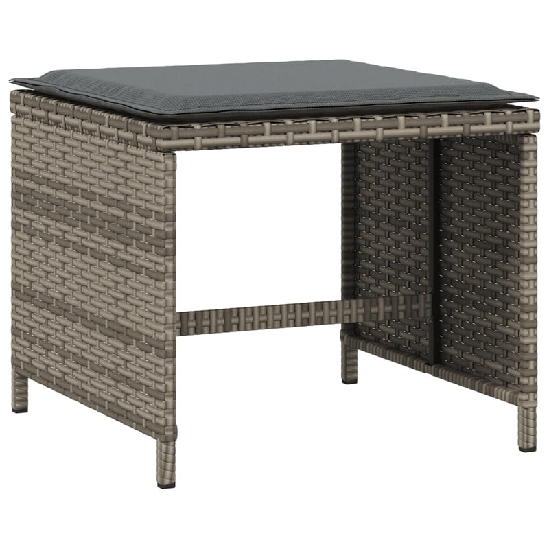 Garden Stools with Cushions 4 pcs Grey 41x41x36 cm Poly Rattan Payday Deals