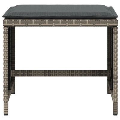 Garden Stools with Cushions 4 pcs Grey 41x41x36 cm Poly Rattan Payday Deals