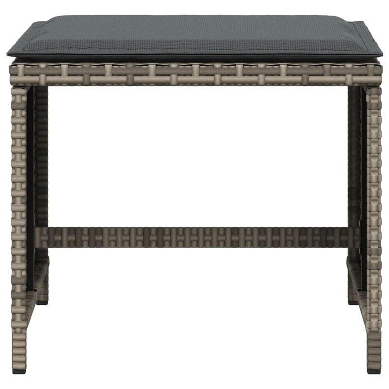 Garden Stools with Cushions 4 pcs Grey 41x41x36 cm Poly Rattan Payday Deals