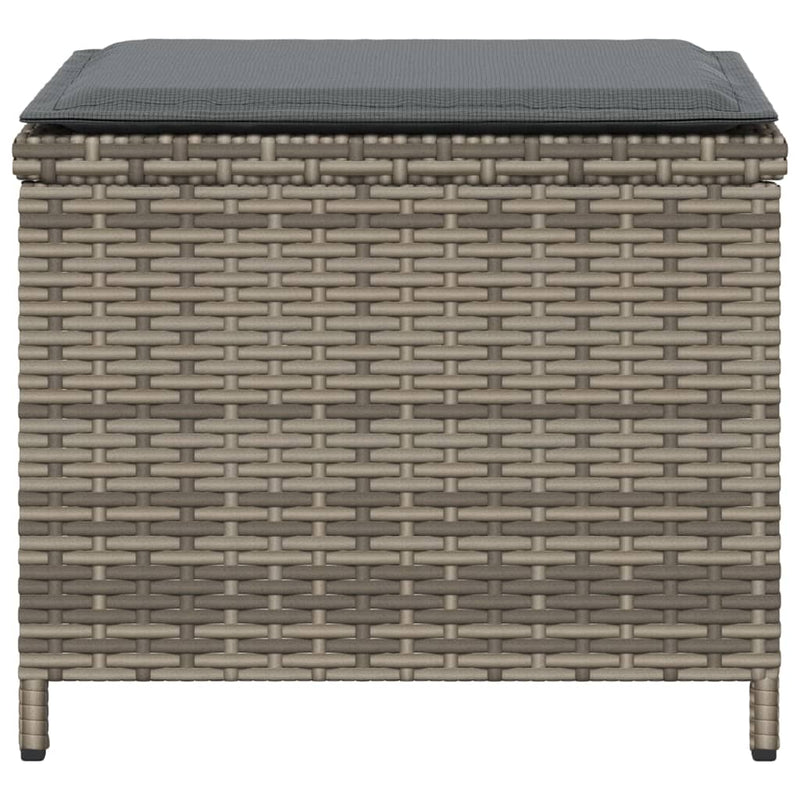 Garden Stools with Cushions 4 pcs Grey 41x41x36 cm Poly Rattan Payday Deals