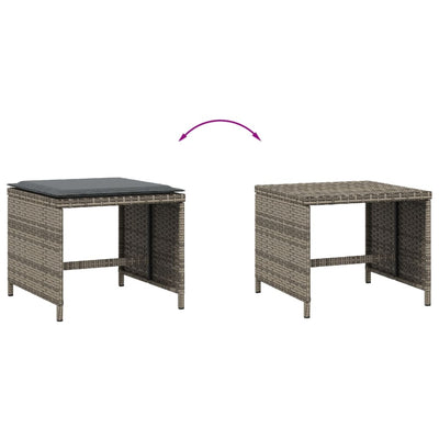 Garden Stools with Cushions 4 pcs Grey 41x41x36 cm Poly Rattan Payday Deals