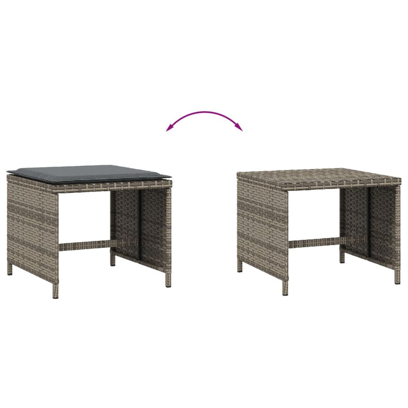 Garden Stools with Cushions 4 pcs Grey 41x41x36 cm Poly Rattan Payday Deals