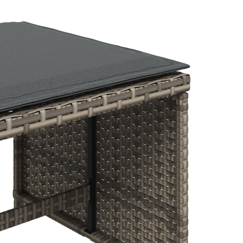 Garden Stools with Cushions 4 pcs Grey 41x41x36 cm Poly Rattan Payday Deals