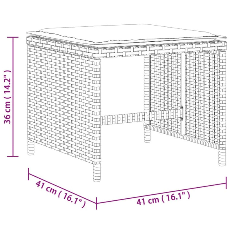 Garden Stools with Cushions 4 pcs Grey 41x41x36 cm Poly Rattan Payday Deals