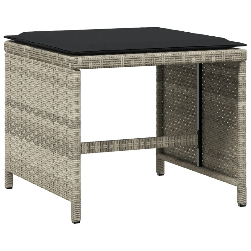 Garden Stools with Cushions 4 pcs Light Grey 41x41x36 cm Poly Rattan Payday Deals