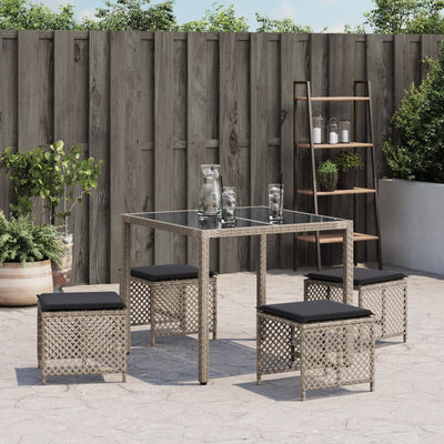 Garden Stools with Cushions 4 pcs Light Grey 41x41x36 cm Poly Rattan Payday Deals