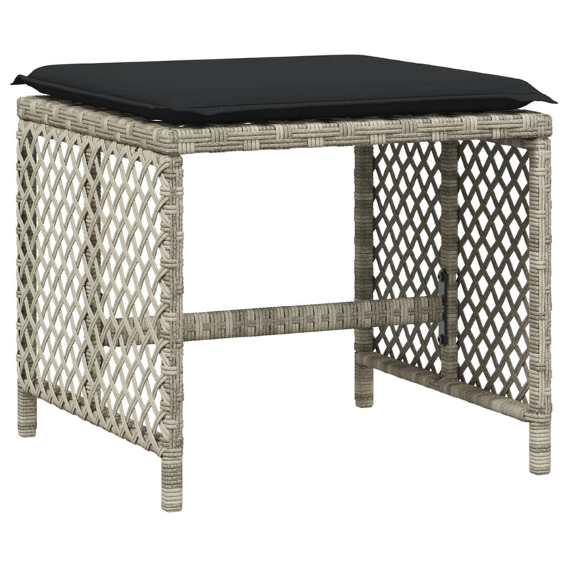 Garden Stools with Cushions 4 pcs Light Grey 41x41x36 cm Poly Rattan Payday Deals