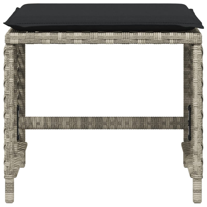 Garden Stools with Cushions 4 pcs Light Grey 41x41x36 cm Poly Rattan Payday Deals