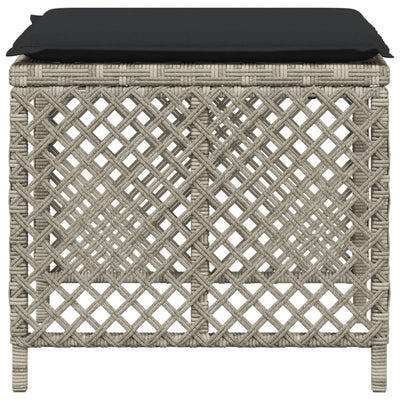 Garden Stools with Cushions 4 pcs Light Grey 41x41x36 cm Poly Rattan Payday Deals