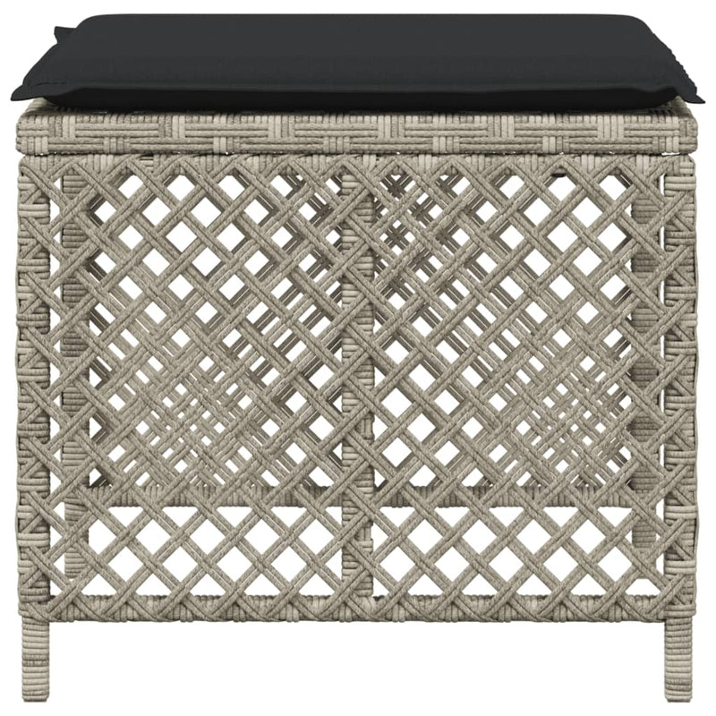 Garden Stools with Cushions 4 pcs Light Grey 41x41x36 cm Poly Rattan Payday Deals