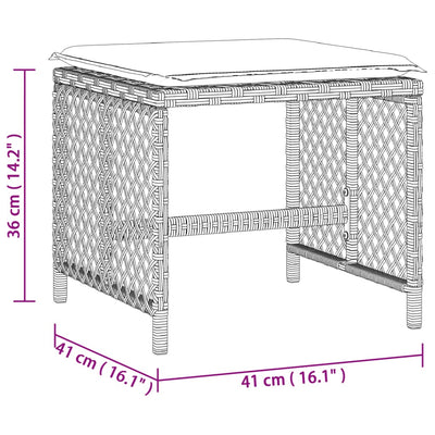 Garden Stools with Cushions 4 pcs Light Grey 41x41x36 cm Poly Rattan Payday Deals