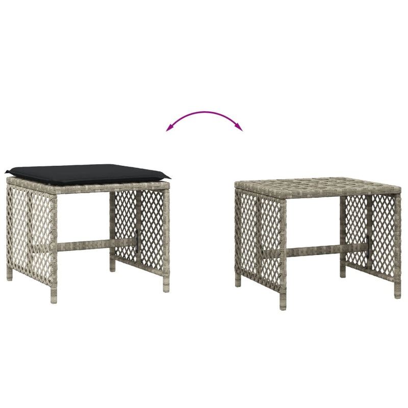 Garden Stools with Cushions 4 pcs Light Grey 41x41x36 cm Poly Rattan Payday Deals