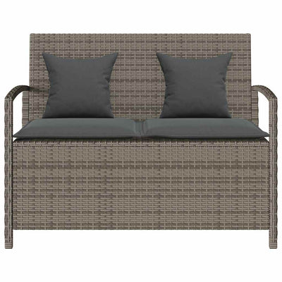Garden Storage Bench with Cushion Grey Poly Rattan Payday Deals