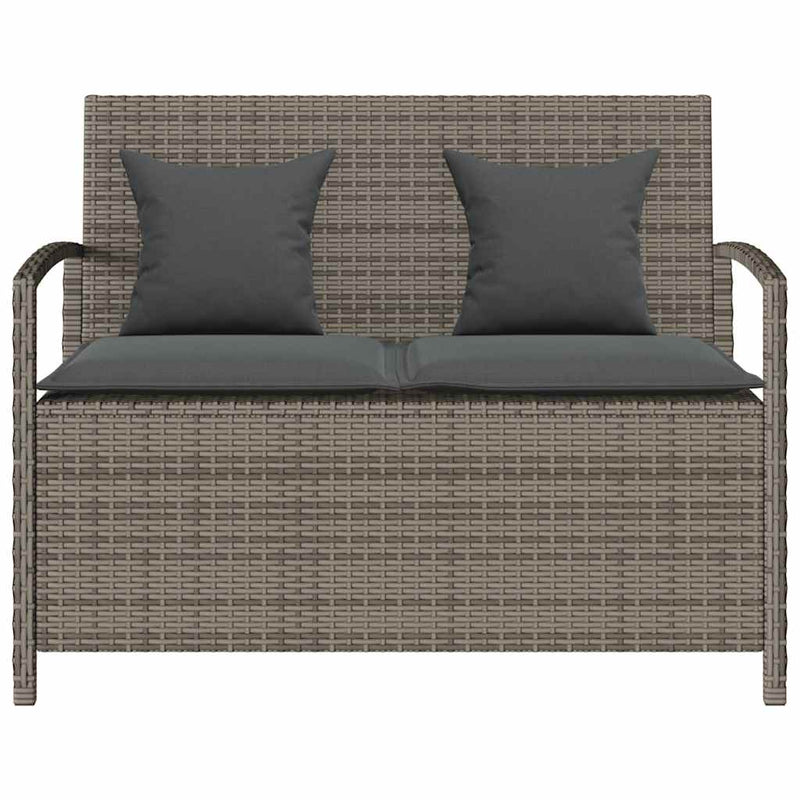 Garden Storage Bench with Cushion Grey Poly Rattan Payday Deals