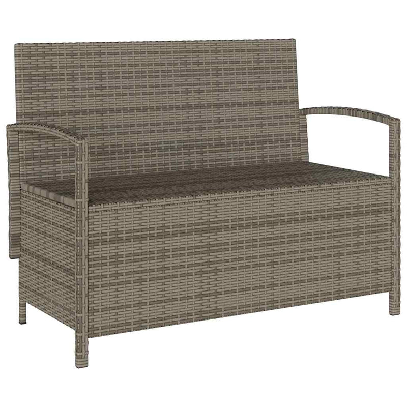 Garden Storage Bench with Cushion Grey Poly Rattan Payday Deals