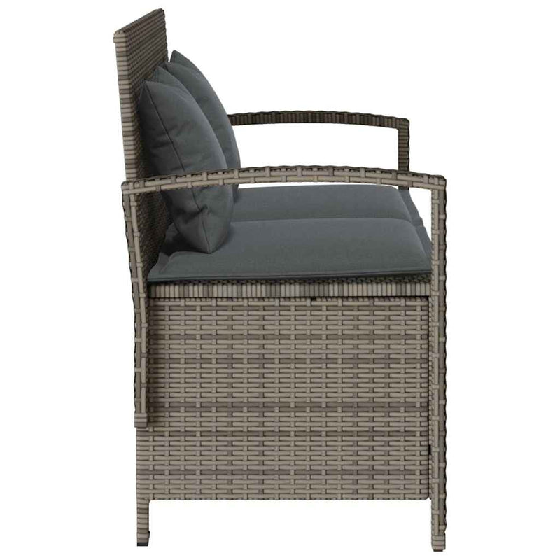 Garden Storage Bench with Cushion Grey Poly Rattan Payday Deals