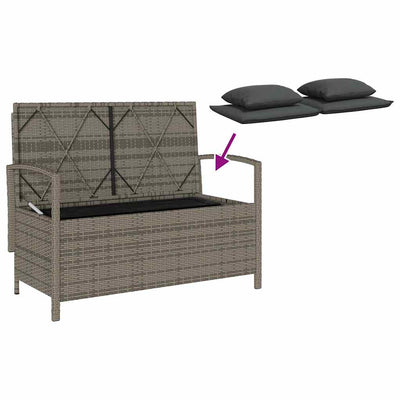 Garden Storage Bench with Cushion Grey Poly Rattan Payday Deals
