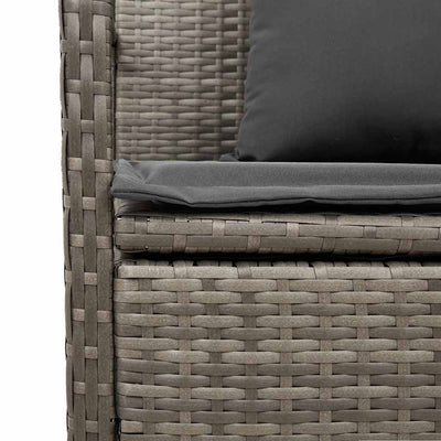 Garden Storage Bench with Cushion Grey Poly Rattan Payday Deals