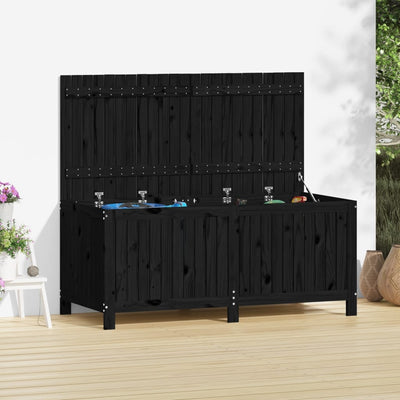 Garden Storage Box Black 147x68x64 cm Solid Wood Pine Payday Deals