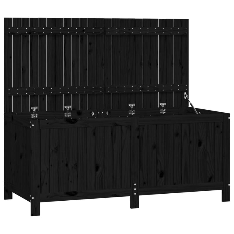 Garden Storage Box Black 147x68x64 cm Solid Wood Pine Payday Deals