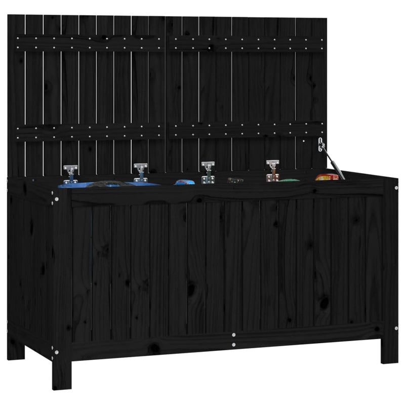 Garden Storage Box Black 147x68x64 cm Solid Wood Pine Payday Deals