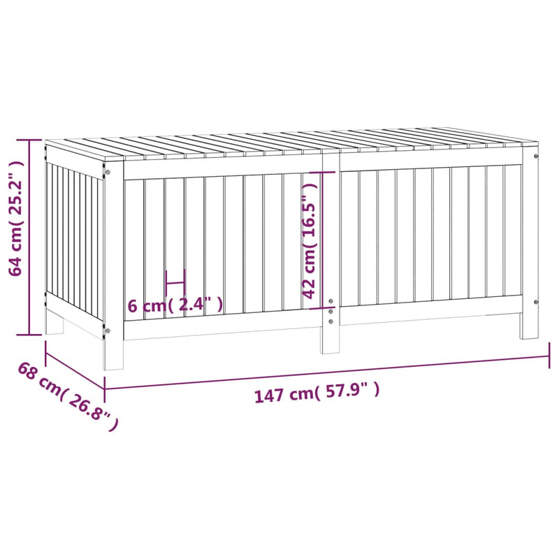 Garden Storage Box Black 147x68x64 cm Solid Wood Pine Payday Deals