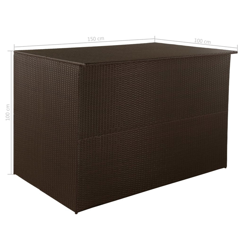 Garden Storage Box Brown 150x100x100 cm Poly Rattan Payday Deals