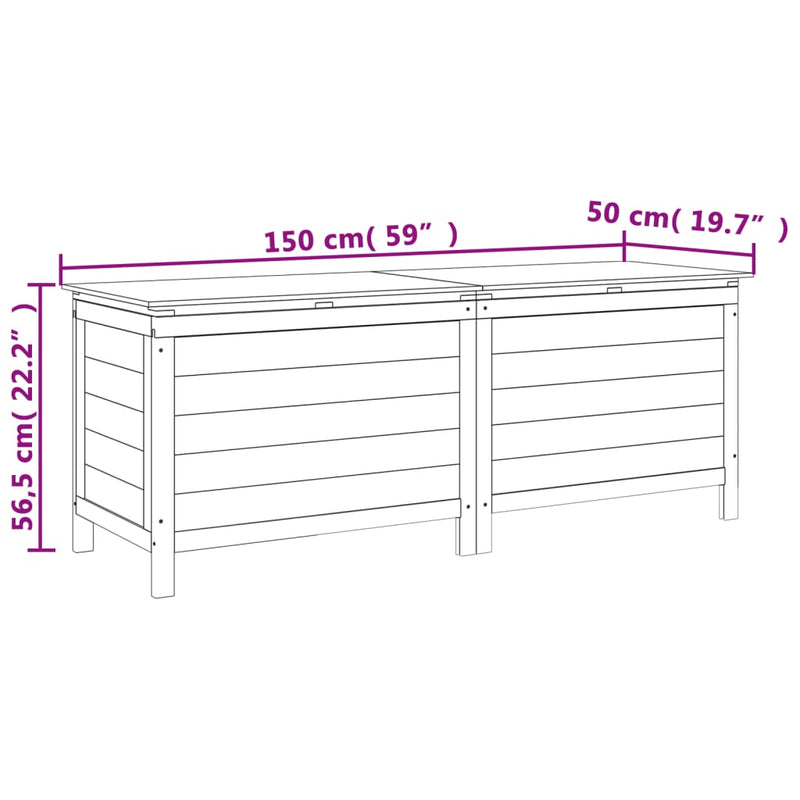 Garden Storage Box White 150x50x56.5 cm Solid Wood Fir Payday Deals