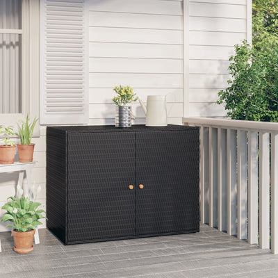 Garden Storage Cabinet Black 100x55.5x80 cm Poly Rattan Payday Deals
