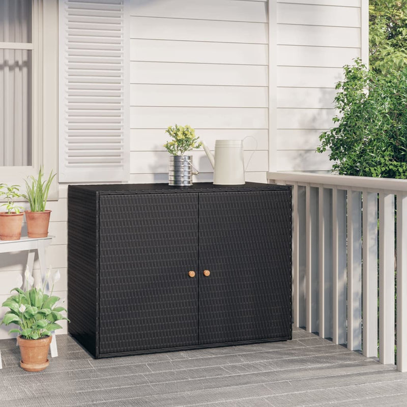Garden Storage Cabinet Black 100x55.5x80 cm Poly Rattan Payday Deals