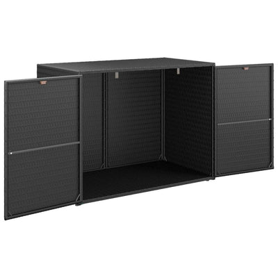 Garden Storage Cabinet Black 100x55.5x80 cm Poly Rattan Payday Deals