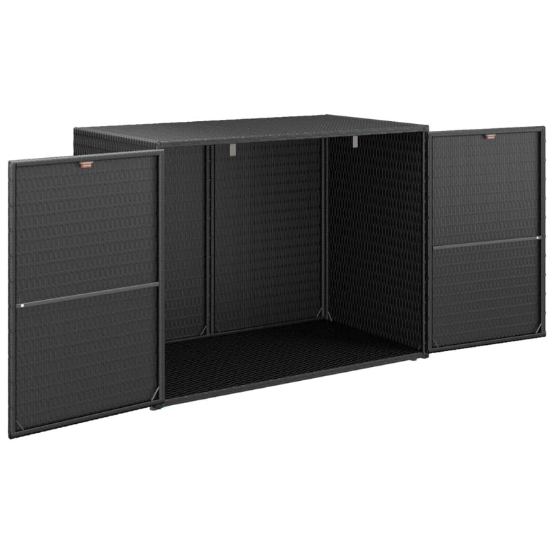 Garden Storage Cabinet Black 100x55.5x80 cm Poly Rattan Payday Deals