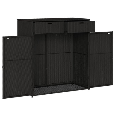 Garden Storage Cabinet Black 105x55x113 cm Poly Rattan Payday Deals