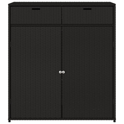 Garden Storage Cabinet Black 105x55x113 cm Poly Rattan Payday Deals