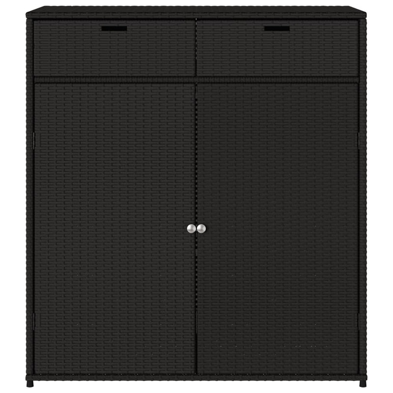 Garden Storage Cabinet Black 105x55x113 cm Poly Rattan Payday Deals