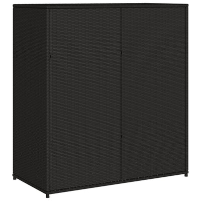 Garden Storage Cabinet Black 105x55x113 cm Poly Rattan Payday Deals