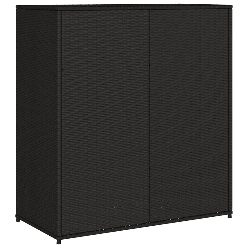 Garden Storage Cabinet Black 105x55x113 cm Poly Rattan Payday Deals