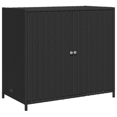 Garden Storage Cabinet Black 83x45x76 cm Poly Rattan Payday Deals