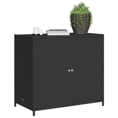 Garden Storage Cabinet Black 83x45x76 cm Poly Rattan Payday Deals
