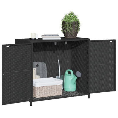 Garden Storage Cabinet Black 83x45x76 cm Poly Rattan Payday Deals