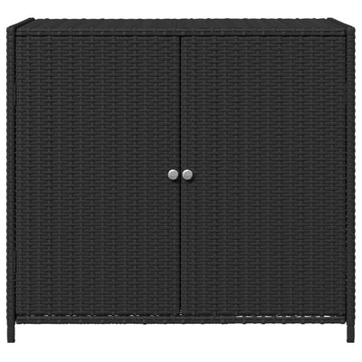 Garden Storage Cabinet Black 83x45x76 cm Poly Rattan Payday Deals