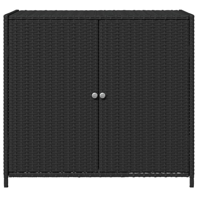 Garden Storage Cabinet Black 83x45x76 cm Poly Rattan Payday Deals