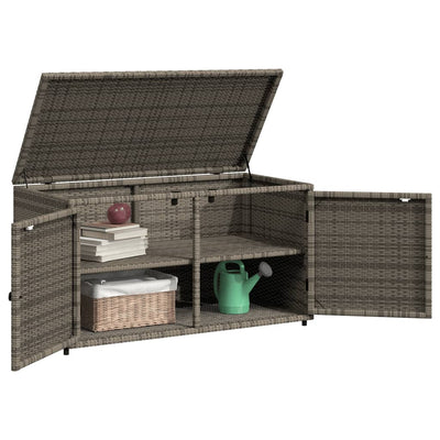 Garden Storage Cabinet Grey 110x55x60.5 cm Poly Rattan Payday Deals
